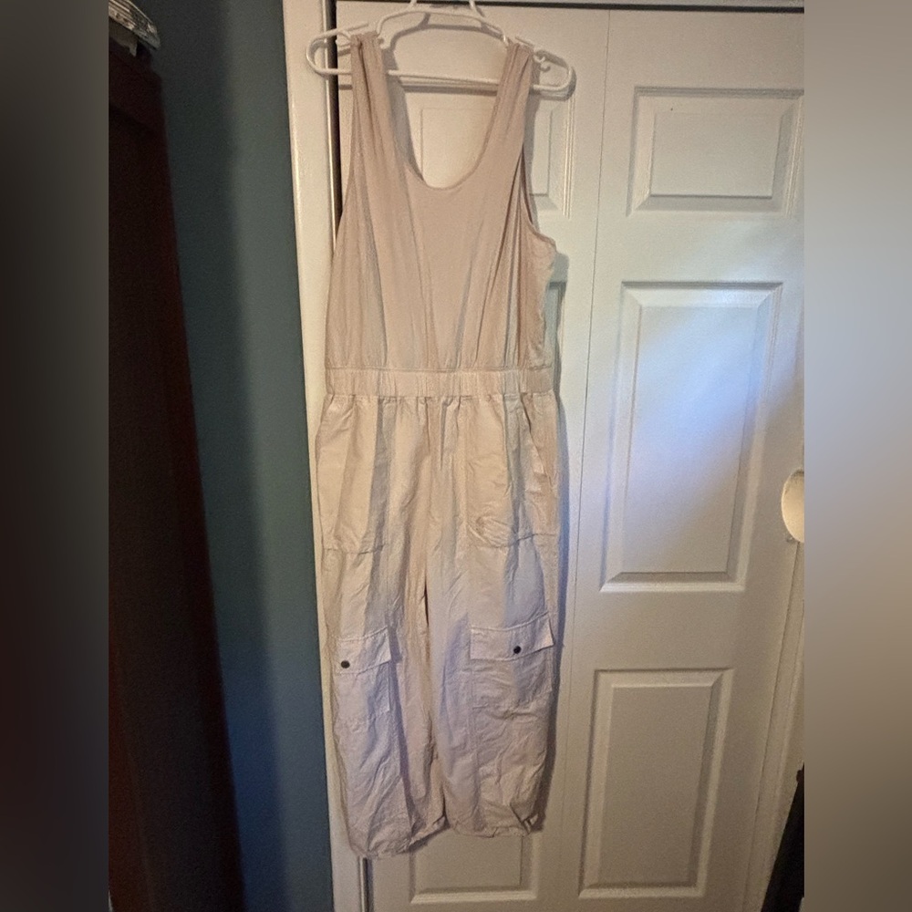Free People Cream Utility Jumpsuit